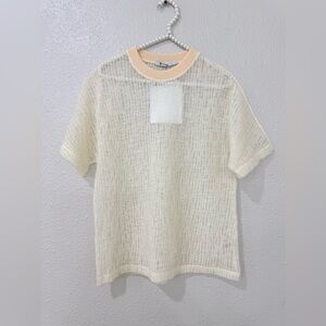 Alexander Wang Mesh Weave Short Sleeve  Wool Top Sweater Size S NWOT